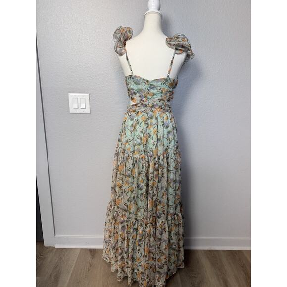 New ASTR the label Fritillaria Maxi Dress Multi Print Floral Green Size Small - Picture 6 of 8